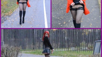 gothic upskirt blinkende draußen ohne Höschen