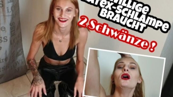 willige Latex-Schlampe braucht 2 Schwänze