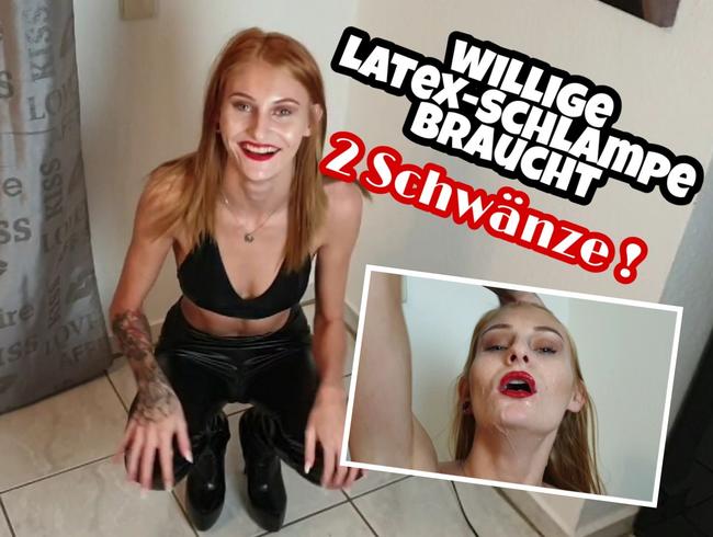 willige Latex-Schlampe braucht 2 Schwänze