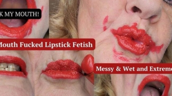 Roter Lippenstift, unordentlicher Mundfick-Look