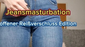 Knallenge Jeans und offener Reißverschluss