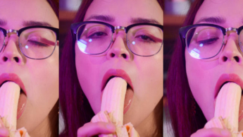 Tiefer Blowjob zu süßer Banane