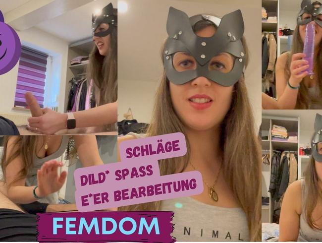 FEMDOM bearbeitet seinen Schwanz und die Eier