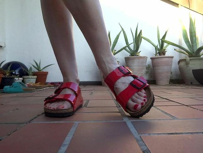 Slippers Modenschau auf der Terrasse