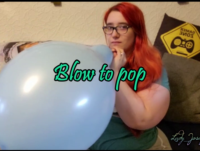 Blow to pop blue ballon