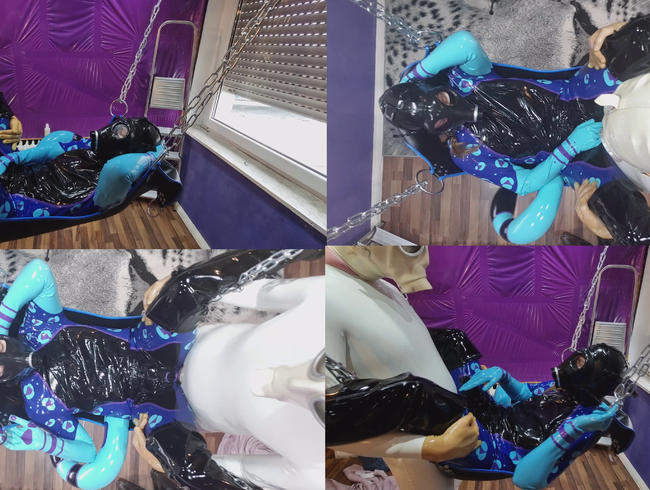 schwarz,weiß,blau, latex swing fick