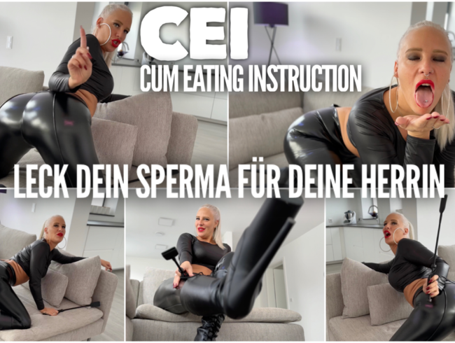 CEI für Sklaven | Leck dein eigenes Sperma für deine Herrin