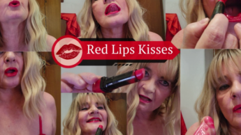 Lippenstift-Mund-Fetisch, rote Lippen und Küsse