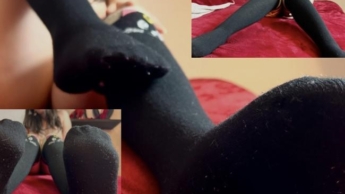 Ebony stockings and texture pleasures