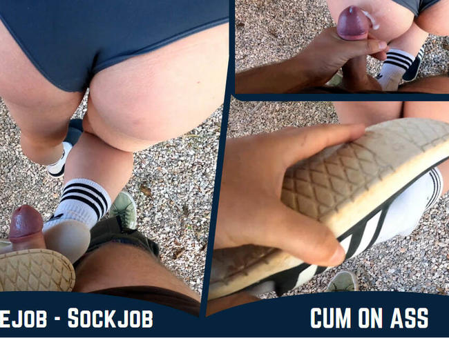 Marita – Shoejob Sockjob – cum on ass – POV