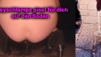 Sissyschlampe pisst in Grillhütte auf den Boden mit Analplug und 2 Kameras