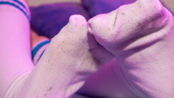 sweaty and dirty socks after a soccer game