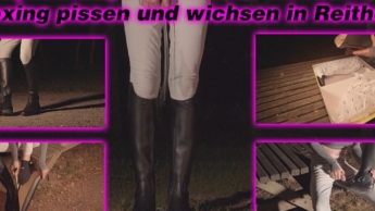 Sissyschlampe Jana Neue Reitstiefel unboxing, wichsen und pissen in Reithose