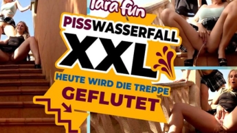 PISSWASSERFALL XXL – Heute wird die Treppe GEFLUTET