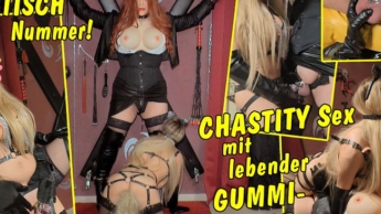 Irre Fetisch Nummer! Chastity Sex mit einer lebenden Gummipuppe!