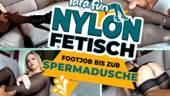 NYLON FETISCH – Footjob bis zur Spermadusche