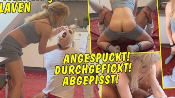 Zum Frühstück gibt’s nen Sklaven! Der wird abgespuckt, durchgefickt und abgepisst!